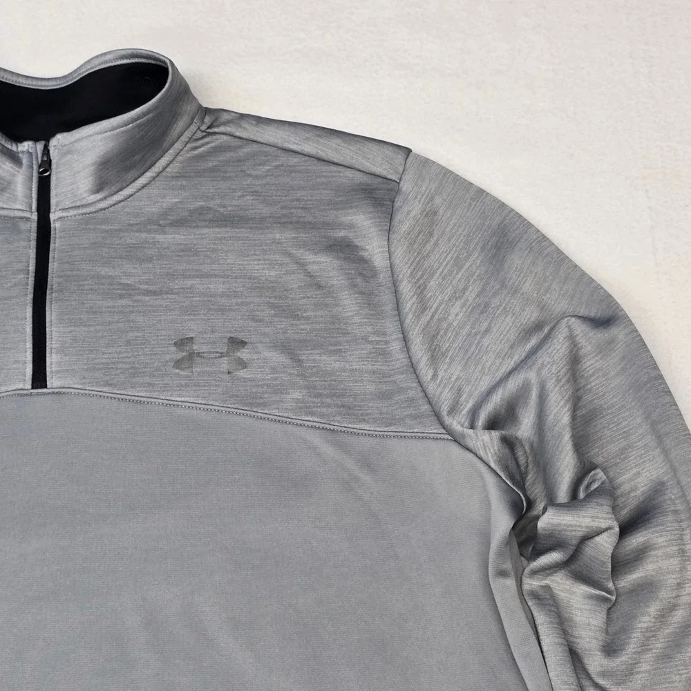 Under Armour ColdGear Mens 2XL Gray Quarter Zip Fleece Pullover Loose Fit Jacket